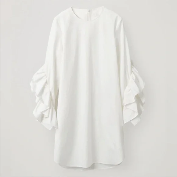 COS White Ruffle Sleeve Mini Dress - Picture 4 of 10